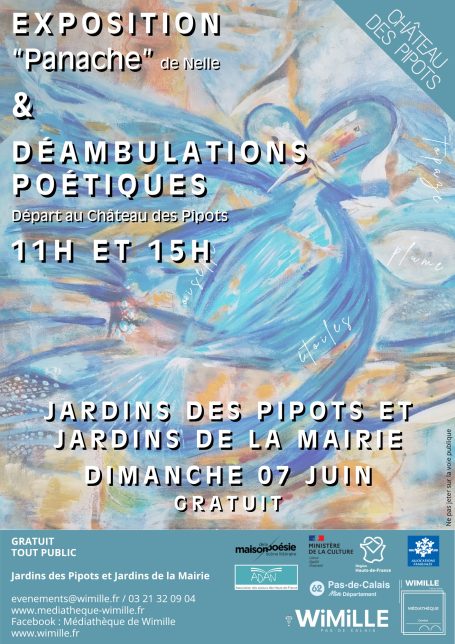 2 autres déambulations "Panache" avec les poètes dans le jardin du château des Pipots à Wimille jusqu'à la salle des Mariages